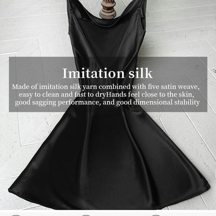 Satin Nightshirts Sexy Imitation Silk Nightdress Spaghetti Strap Short Negligee Chemise Split