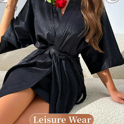 Women's Imitation Silk Satin Sleepwear with Robes Set 2 Piece Sexy Cami Nightwear