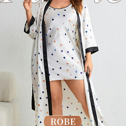 Large Size Imitation Silk Pajama Set - Women's Suspender Nightdress Lace-up Nightgown 2-piece Set