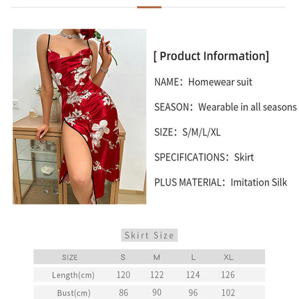 Womens Satin Nightgown Sexy Sleepwear Spaghetti Strap Cowl Neck Long Slip Imitation Silk Dress