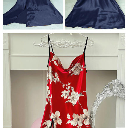 Women Sexy Lingerie Satin Nightgown Imitation Silk Chemise Mini Slips V Neck Negligee Sleepwear