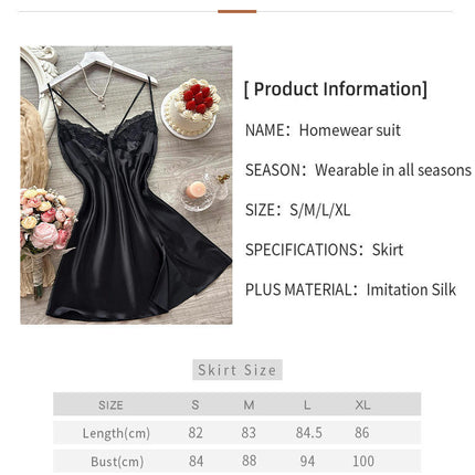 Lingerie for Women Suspenders Lace Chemise Nightgown Satin Babydoll Dress Imitation Silk Slip Nightwear