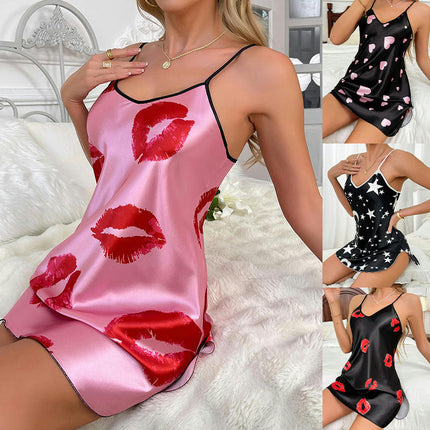 Women Lingerie Imitation Silk Satin Chemise Nightgown Sexy Full Slips Sleepwear Dress