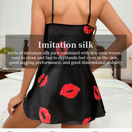 Women Lingerie Imitation Silk Satin Chemise Nightgown Sexy Full Slips Sleepwear Dress