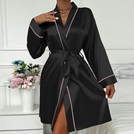 Womens Imitation Silk Robe Satin Bathrobe Sleepwear Wedding For Bridal Bride Bridesmaid Robes