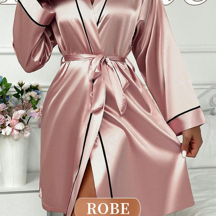 Womens Imitation Silk Robe Satin Bathrobe Sleepwear Wedding For Bridal Bride Bridesmaid Robes