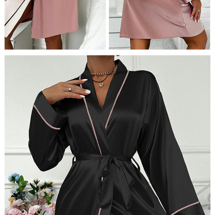 Womens Imitation Silk Robe Satin Bathrobe Sleepwear Wedding For Bridal Bride Bridesmaid Robes