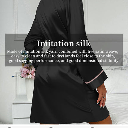 Womens Imitation Silk Robe Satin Bathrobe Sleepwear Wedding For Bridal Bride Bridesmaid Robes