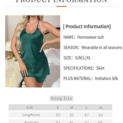 Women's Imitation Silk Nightgown, U Neck Spaghetti Strap Chemise Nightdress