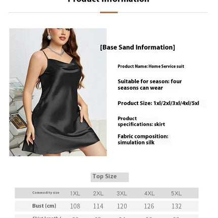 Lingerie for Women Imitation Silk Nightgown Sleepwear Large Size Slip Chemise Nightwear