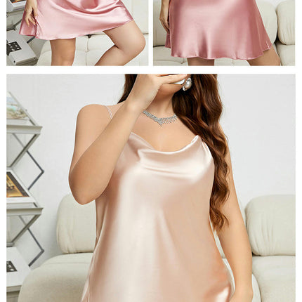 Lingerie for Women Imitation Silk Nightgown Sleepwear Large Size Slip Chemise Nightwear