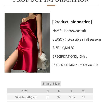 Women's Imitation Silk Lingerie Satin Chemise Side Slit Nightgown Full Slips Sleepwear