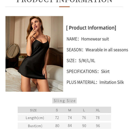 Women Imitation Silk Satin Nightgown Dress Sexy Sleepwear Mini Slip Chemise Nightwear