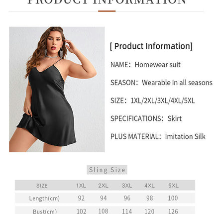 Satin Nightshirts Sexy Imitation Silk Nightdress Spaghetti Strap Short Negligee with Deep V Neck