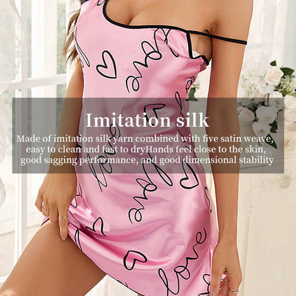 Women Chemise Lingerie Imitation Silk Nightgown Babydoll Sexy Sleepwear Dress