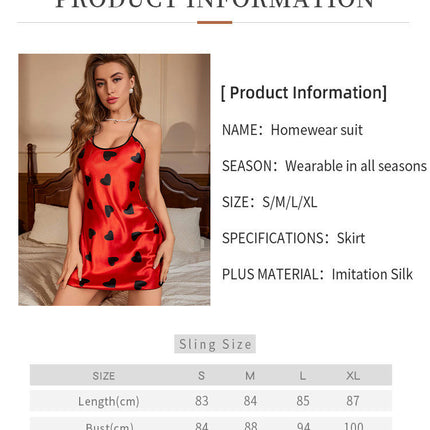 Women's Imitation Silk Nightgown Sexy Pajamas Lingerie Dress Mini Suspender Nightdress