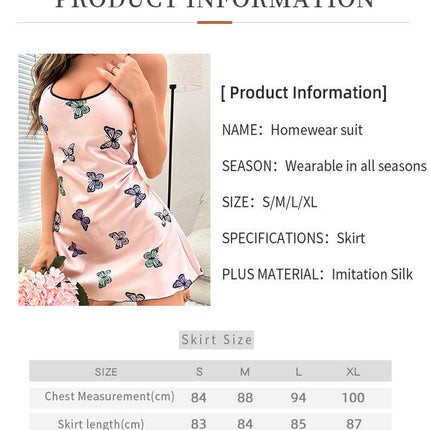 Women's Butterfly Suspender Dress-Sexy Imitation Silk Backless Suspender Dress