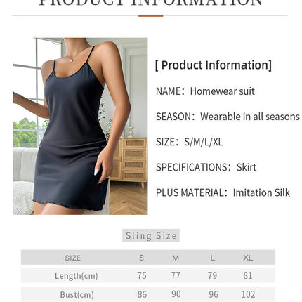 Lingerie for Women Full Slip Under Mini Dress Imitation Silk Satin Nightgowns Chemise Nightwear