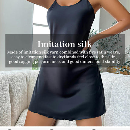 Lingerie for Women Full Slip Under Mini Dress Imitation Silk Satin Nightgowns Chemise Nightwear