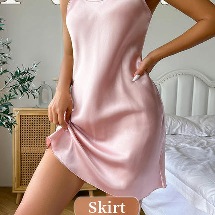 Lingerie for Women Full Slip Under Mini Dress Imitation Silk Satin Nightgowns Chemise Nightwear