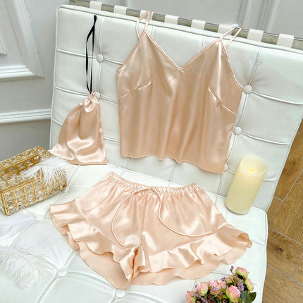 Fashion Sexy Suspender Small Vest Shorts 2-piece Set Women's Casual Pajamas Home Clothes Set