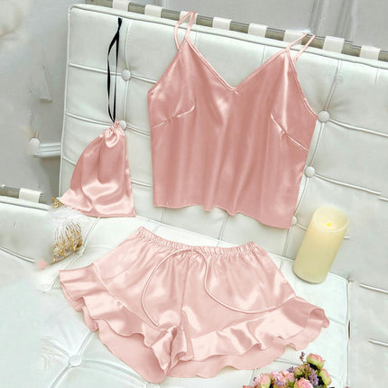 Fashion Sexy Suspender Small Vest Shorts 2-piece Set Women's Casual Pajamas Home Clothes Set