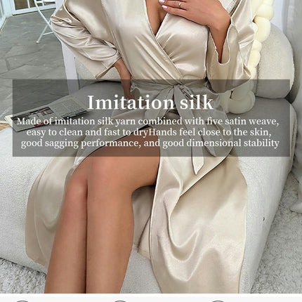 Imitation Silk for Women Long Bridesmaid Wedding Party Satin Robes Sleepwear