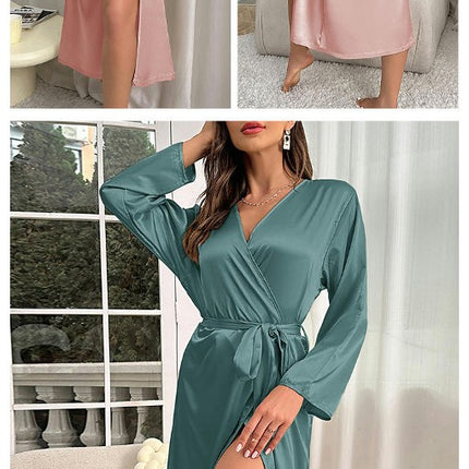 Imitation Silk for Women Long Bridesmaid Wedding Party Satin Robes Sleepwear