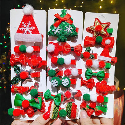 Girls Cute Hair Clips - 10 Piece Christmas Hair Clips Bow Hair Accessories Holiday Hair Clips