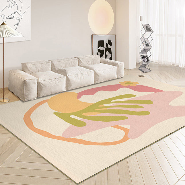 Machine Washable Floral Living Room Rugs Small Fresh Flowers And Grass Simple Carpet Area Rugs for Bedroom Soft Dinning Room Rug