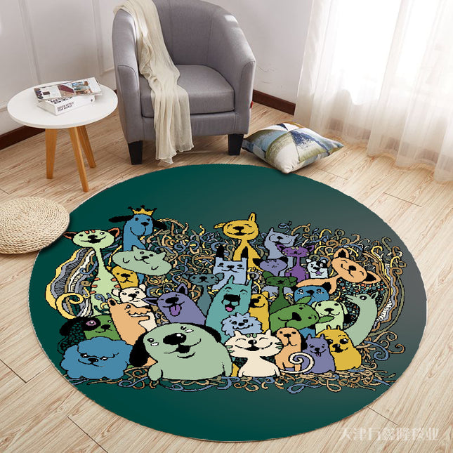 Round Kids Rug, Circle Animal Rug Soft Plush Non-Slip Rugs And Carpets for Bedroom Living Room Kids Room Playroom Decor