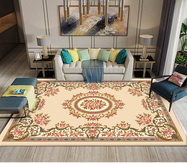 Bohemian Ultra-Thin Rug,Washable Boho Living Room Area Rug Large Rug for Bedroom Vintage Geometric Carpet for Carpet for Dining Room Office