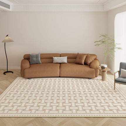 Living Room Rug Carpets, short plush Area Rugs cozy modern geometric plaid rug carpet runner for bedroom and home office