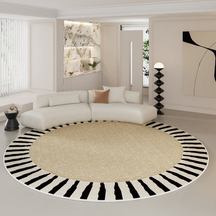 Round Rugs for Living Room Round Area Rugs with Non-slip, Luxury Cream Round Rug  Circle carpet Chic Floor Mats for Bedroom Sofa Coffee Table