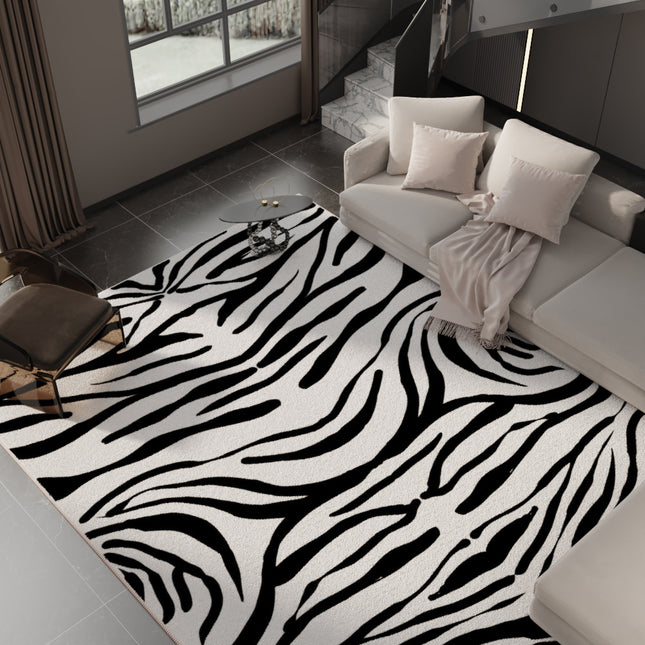 Living Room Large Rugs Faux Lambswool Area Rugs Carpet Black And White Speckled Tiger Rug for Kid Room Bedroom Playroom