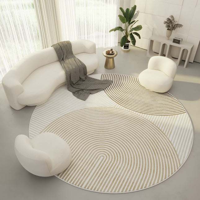 Ultra-Thin Washable Round Rug Area Rugs for Bedroom Bathroom Circle Rug Low Pile Indoor Floor Carpet Living Room Coffee Table Carpets