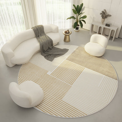 Ultra-Thin Washable Round Rug Area Rugs for Bedroom Bathroom Circle Rug Low Pile Indoor Floor Carpet Living Room Coffee Table Carpets