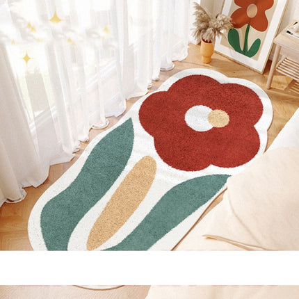 Flower Pattern Carpet Long Rugs Cute Rectangular Bedside Rug Carpet for Bedroom Home Decor Washable Flower Rugs And Carpet