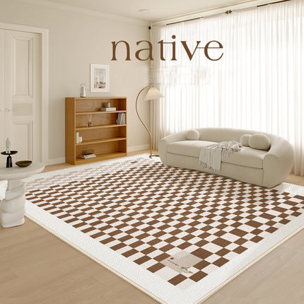 Washable for Home Decor Plaid Carpet Soft Area Rugs Checkered Carpets Indoor Large Floor Rugs for Living Room/Dining Room/Bedroom