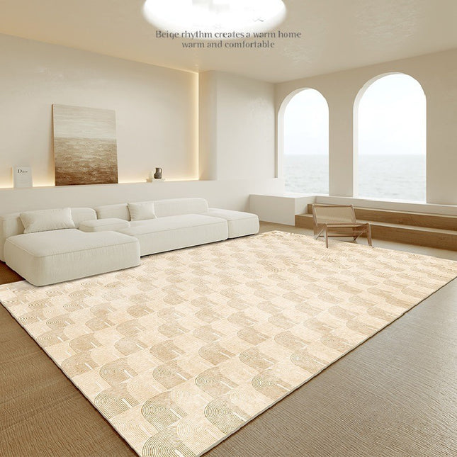 Modern Geometric Large Floor Rugs Cream Washable Carpets for Bedroom Contemporary Living Room Rug Non Slip Indoor Carpet for Dining Room