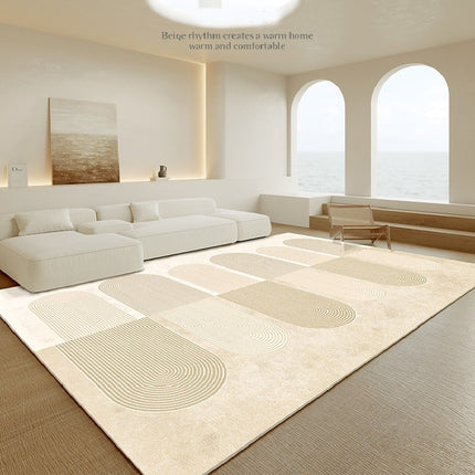 Modern Geometric Large Floor Rugs Cream Washable Carpets for Bedroom Contemporary Living Room Rug Non Slip Indoor Carpet for Dining Room