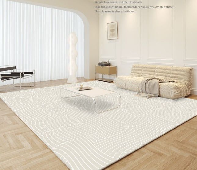 Cream Area Rugs Washable Soft Bedroom Rug Non-Slip Abstract Art Carpets for Living Room Large Floor Rugs Indoor Carpet for Office