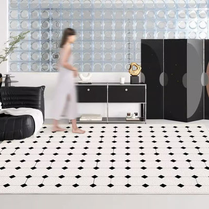 Checkered Geometric Area Rug For Living Room Large Floor Rugs Modern Indoor Carpet Low Pile Bedside Carpets For Bedroom