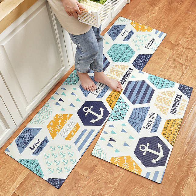 Kitchen rugs Kitchen floor mats, anti-fatigue mat long standing soft kitchen decor mat, sink non-slip mat PU leather absorbent foot mat