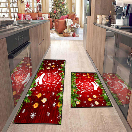 Christmas kitchen mat rugs, snowman tree entrance door mat, decorative welcome door mat for front door Non slip floor mats