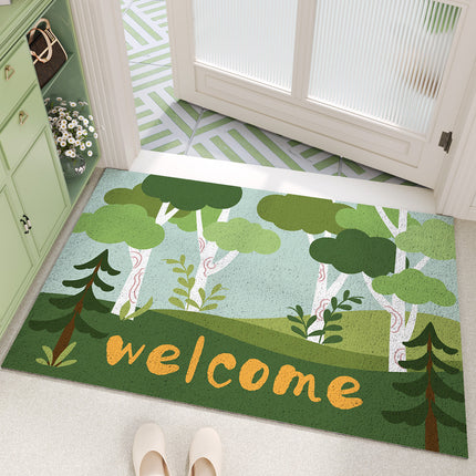 High elasticity silk loop Doormat, non-slip absorbent door mat small indoor and outdoor entrance rug, floral Floor mats