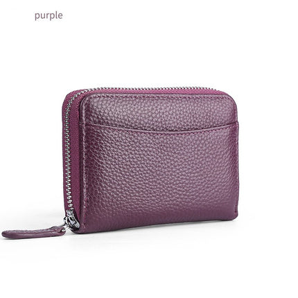 Small Women's Leather Wallet,RFID Blocking Credit Card Holder,Women's Zipper Card Holder Key Holder Wallet