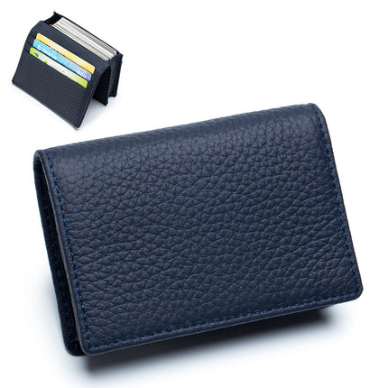 Name Card Case Credit Card Holder, Men's Card Holder Genuine Leather Zipper Bag Organizer Coin Purse