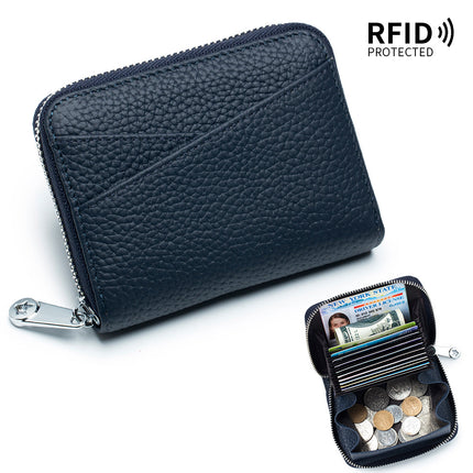 Card space credit card holder, leather men and women small card case, zipper organza wallet coin purse