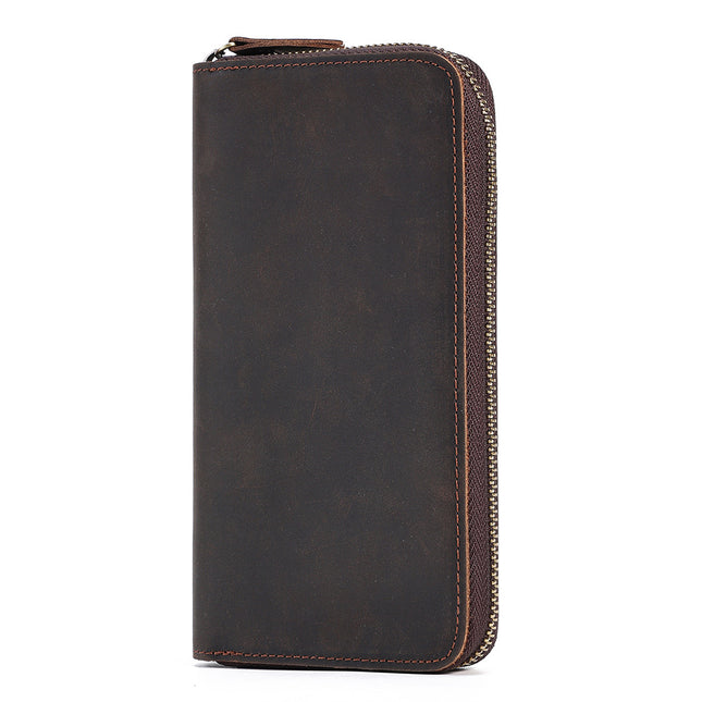 Men's Large Long Leather Clutch Wallet Wallet Travel Passport Business Cell Phone Bag Credit Card Holder Money Clip